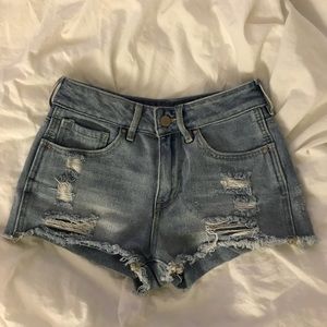 DISTRESSED HIGH WAISTED SHORTS
